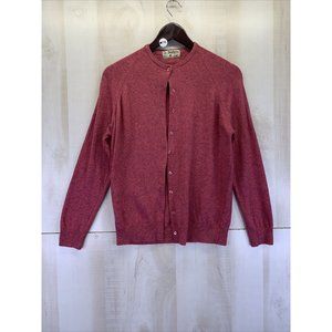 Vintage 1970-80s Donbros Lambswool Heather Pink Cardigan Made In Scotland Womens